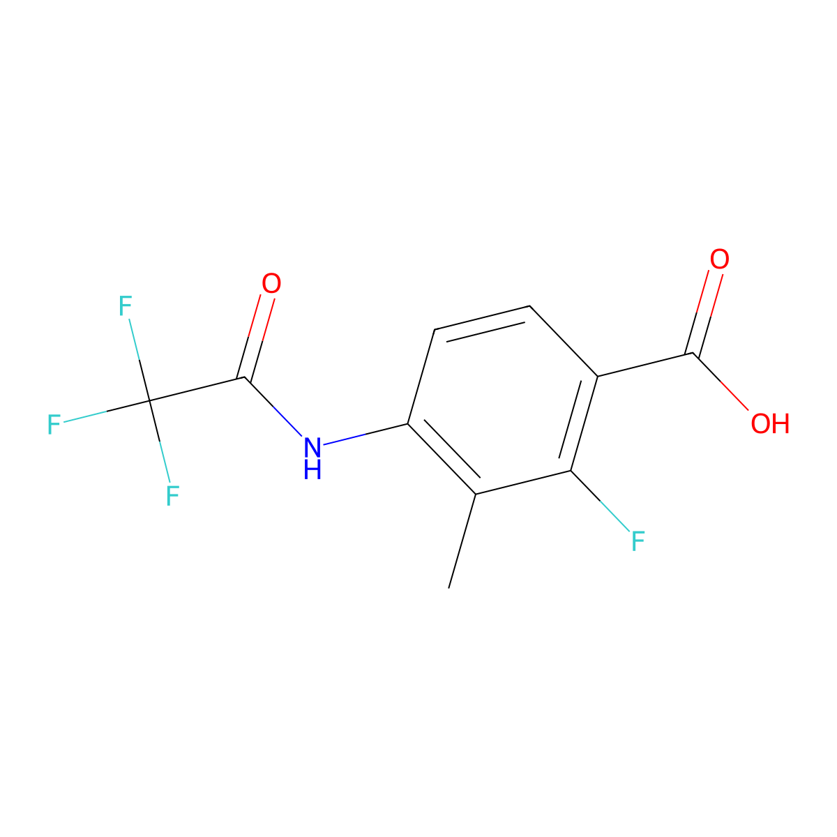 2-Fluoro-3-methyl-4-(2,2,2-trifluoroacetamido)benzoic acid molecular structure, CAS 1394038-82-4