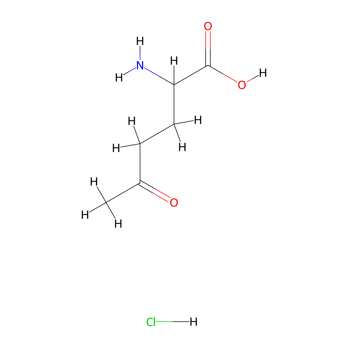 2-Amino-5-oxohexanoic acid hydrochloride molecular structure, CAS 1394040-02-8