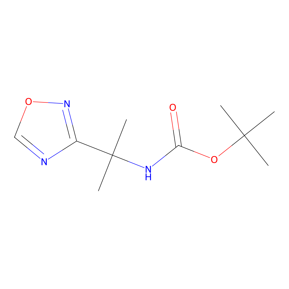 tert-butyl N-[2-(1,2,4-oxadiazol-3-yl)propan-2-yl]carbamate molecular structure, CAS 1394040-03-9