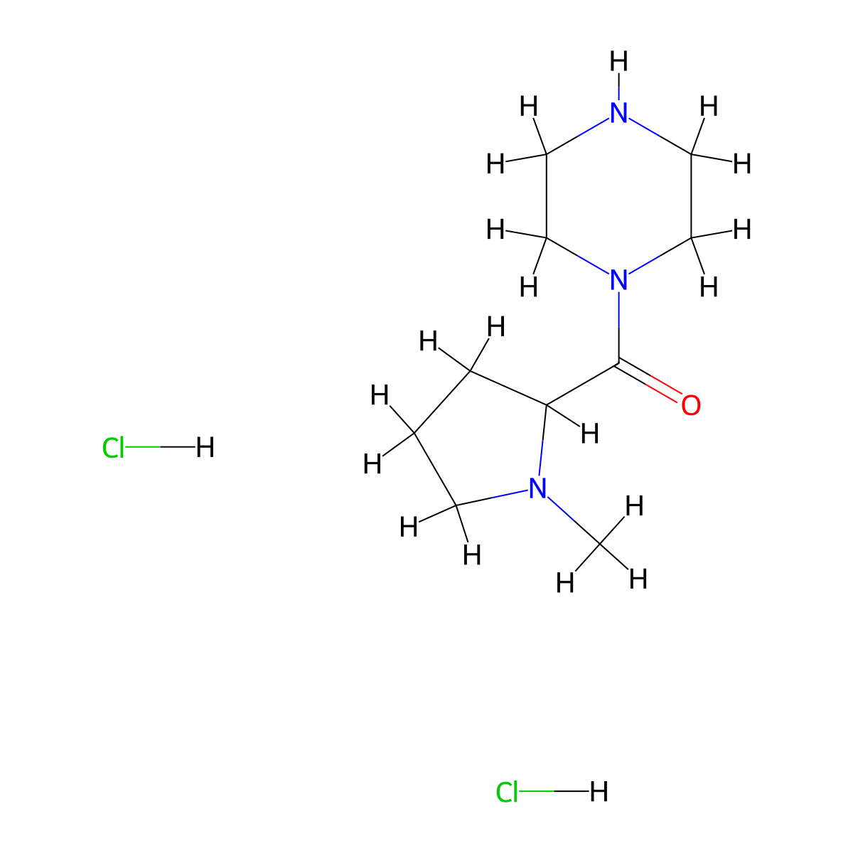 1-(1-Methylpyrrolidine-2-carbonyl)piperazine dihydrochloride molecular structure, CAS 1394040-06-2