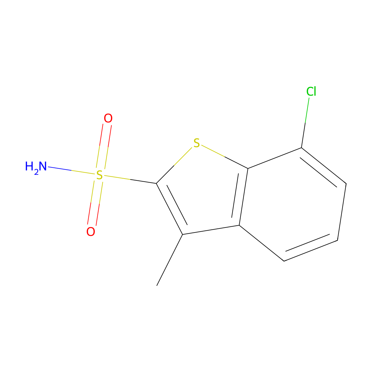 7-Chloro-3-methyl-1-benzothiophene-2-sulfonamide molecular structure, CAS 1394040-10-8