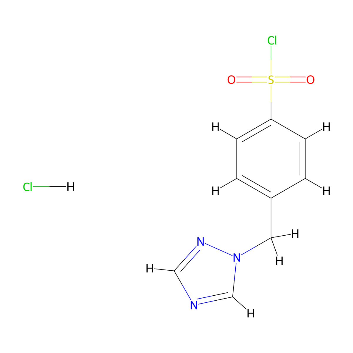 4-(1H-1,2,4-triazol-1-ylmethyl)benzene-1-sulfonyl chloride hydrochloride molecular structure, CAS 1394040-14-2