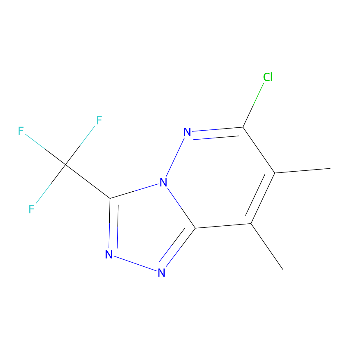 6-Chloro-7,8-dimethyl-3-(trifluoromethyl)-[1,2,4]triazolo[4,3-b]pyridazine molecular structure, CAS 1394040-15-3