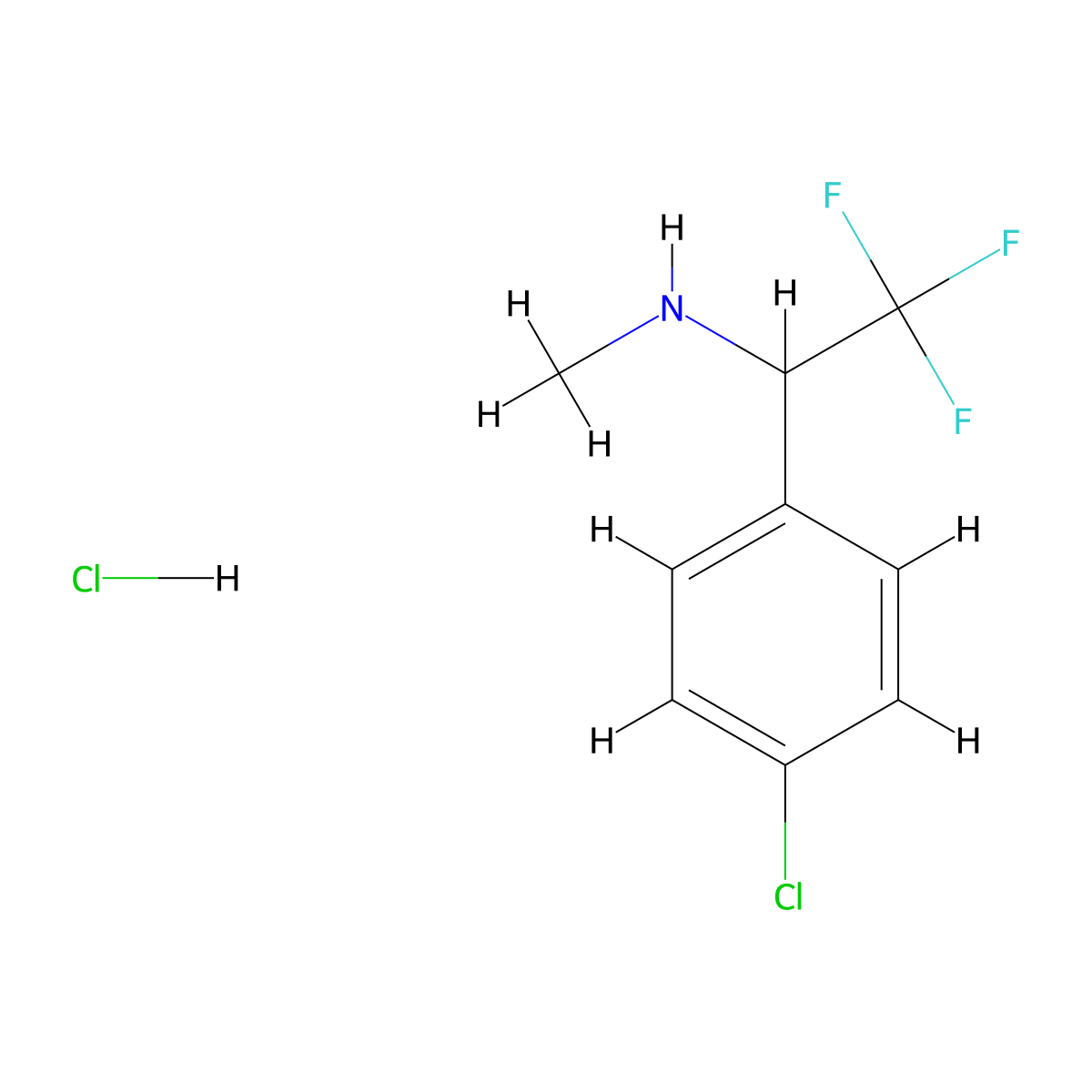 [1-(4-Chlorophenyl)-2,2,2-trifluoroethyl](methyl)amine hydrochloride molecular structure, CAS 1394040-17-5