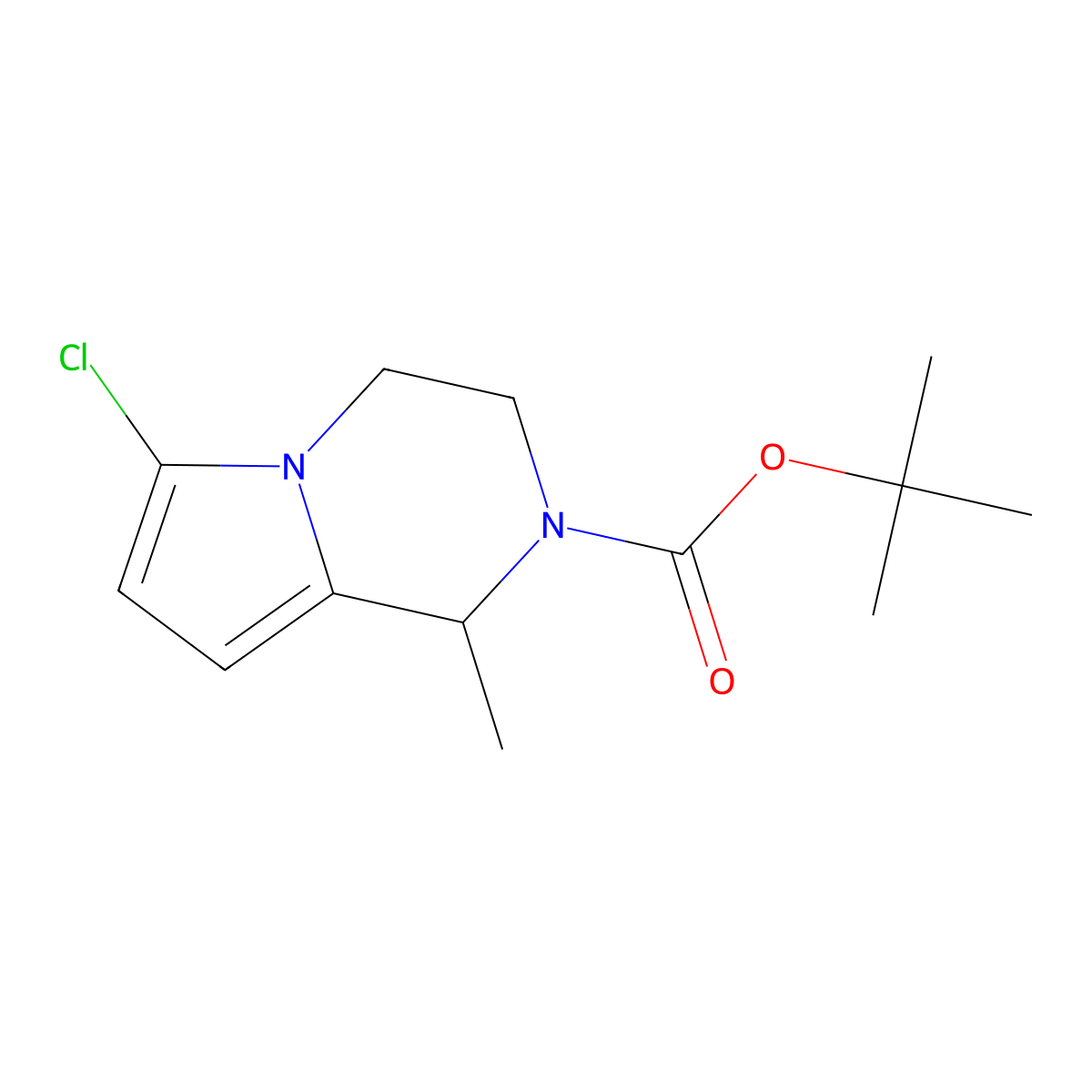 tert-butyl 6-chloro-1-methyl-1H,2H,3H,4H-pyrrolo[1,2-a]pyrazine-2-carboxylate molecular structure, CAS 1394040-18-6