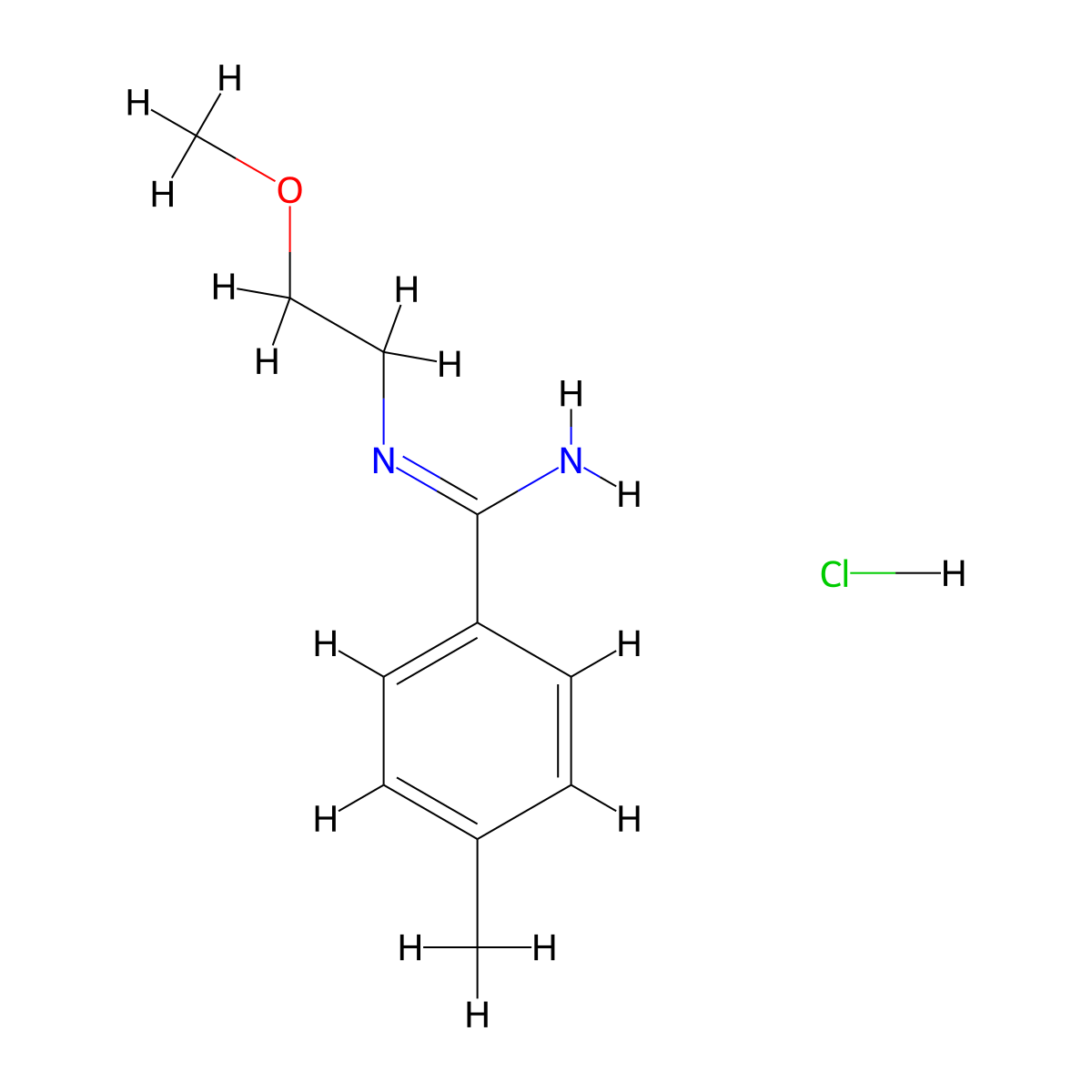 N-(2-methoxyethyl)-4-methylbenzene-1-carboximidamide hydrochloride molecular structure, CAS 1394040-28-8