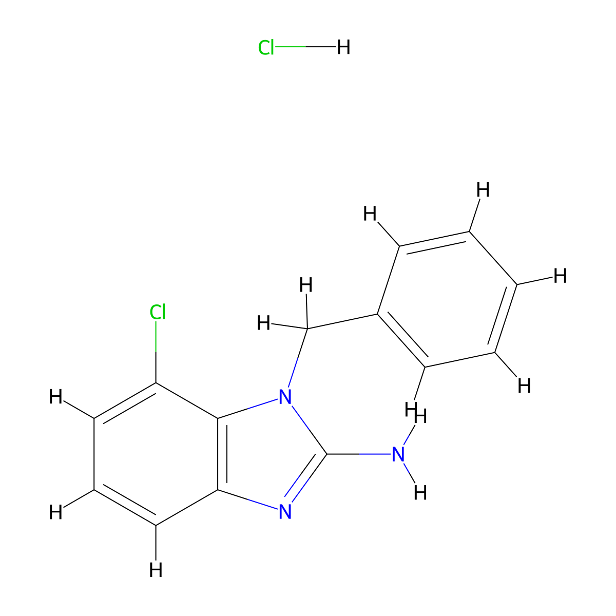1-benzyl-7-chloro-1H-1,3-benzodiazol-2-amine hydrochloride molecular structure, CAS 1394040-29-9