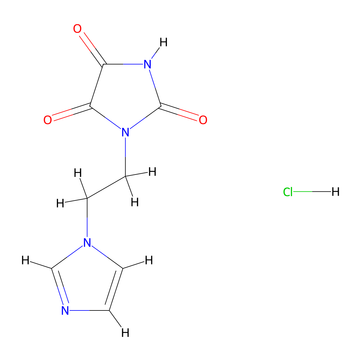 1-[2-(1H-imidazol-1-yl)ethyl]imidazolidine-2,4,5-trione hydrochloride molecular structure, CAS 1394040-30-2