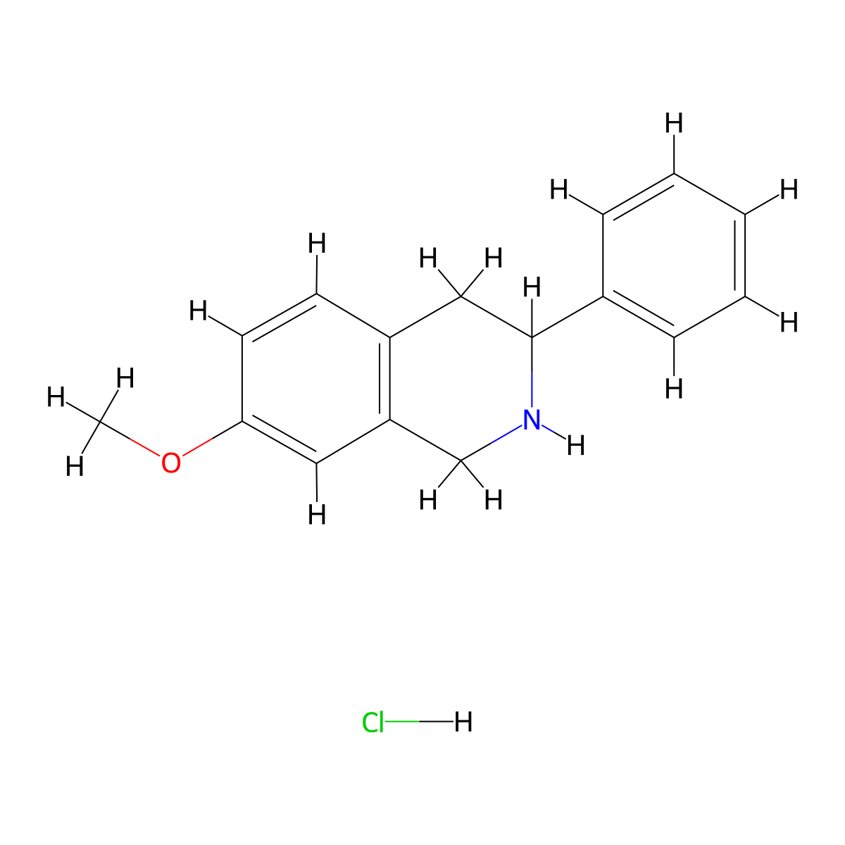 7-Methoxy-3-phenyl-1,2,3,4-tetrahydroisoquinoline hydrochloride molecular structure, CAS 1394040-36-8