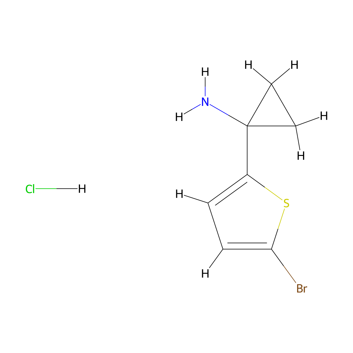 1-(5-Bromothiophen-2-yl)cyclopropan-1-amine hydrochloride molecular structure, CAS 1394040-39-1