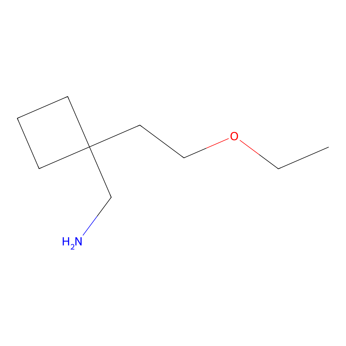 Cyclobutanemethanamine, 1-(2-ethoxyethyl)- molecular structure, CAS 1394040-40-4