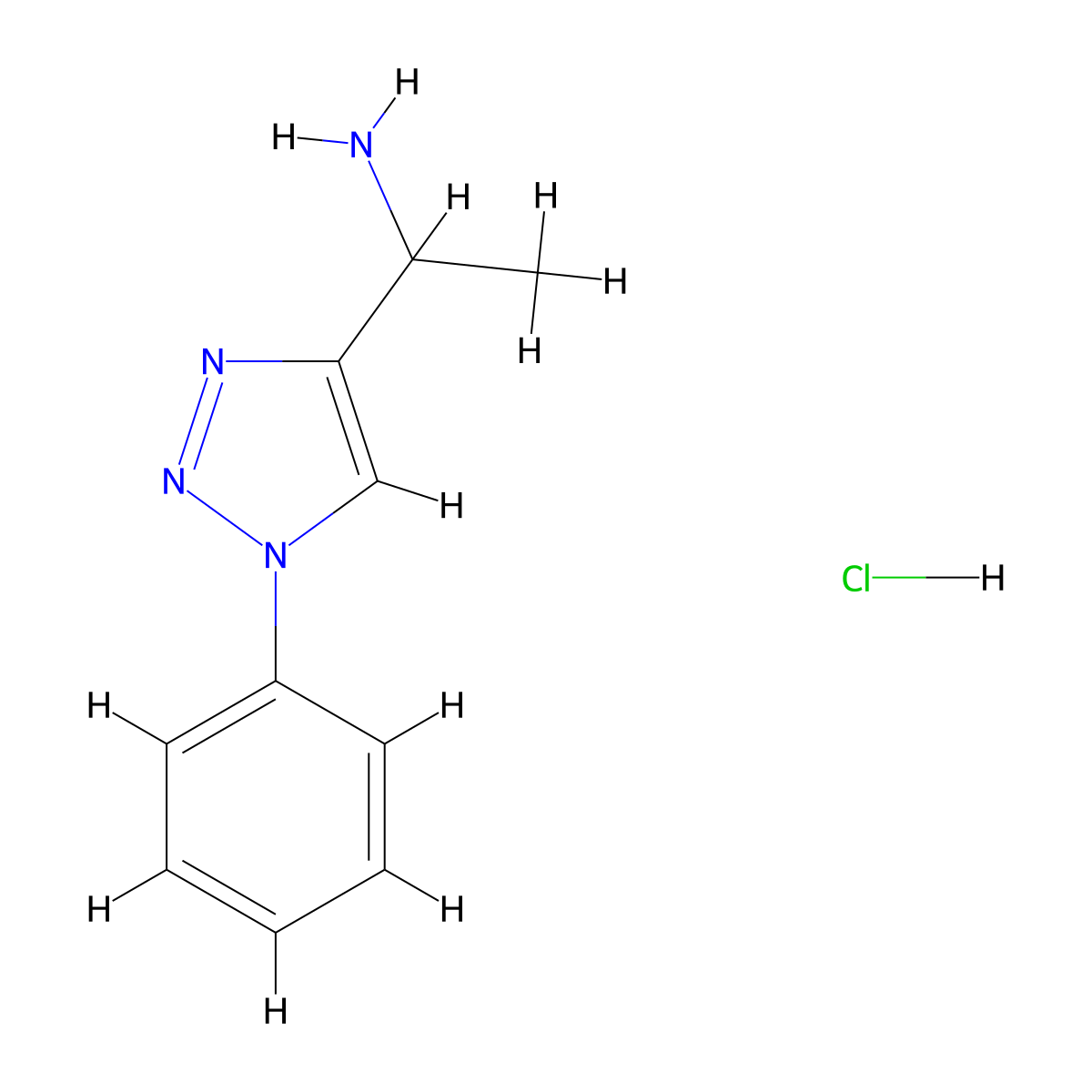 1-(1-phenyl-1H-1,2,3-triazol-4-yl)ethan-1-amine hydrochloride molecular structure, CAS 1394040-44-8