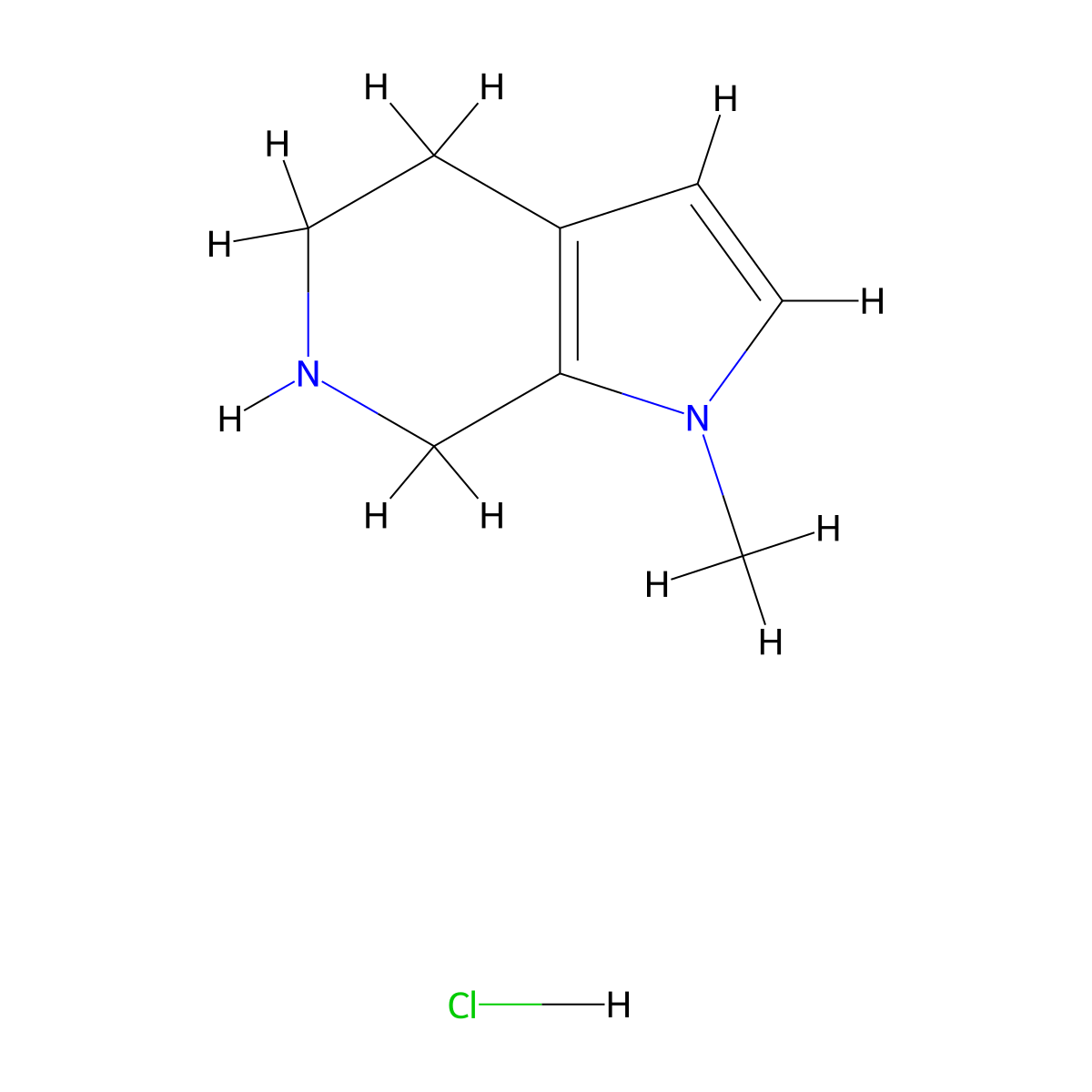 1-methyl-1H,4H,5H,6H,7H-pyrrolo[2,3-c]pyridine hydrochloride molecular structure, CAS 1394040-48-2