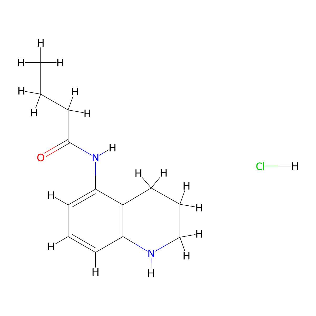 N-(1,2,3,4-tetrahydroquinolin-5-yl)butanamide hydrochloride molecular structure, CAS 1394040-55-1