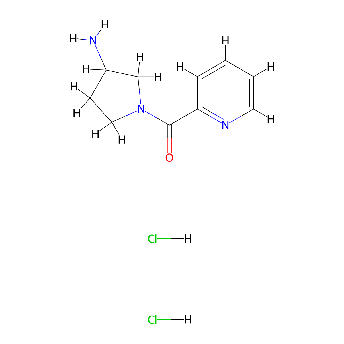 1-(Pyridine-2-carbonyl)pyrrolidin-3-amine dihydrochloride molecular structure, CAS 1394040-57-3