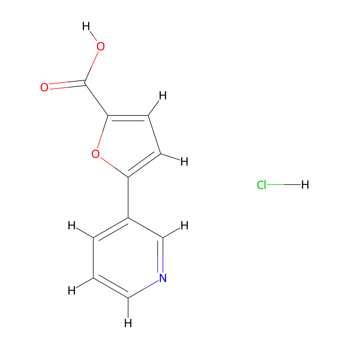5-(Pyridin-3-yl)furan-2-carboxylic acid hydrochloride molecular structure, CAS 1394040-60-8
