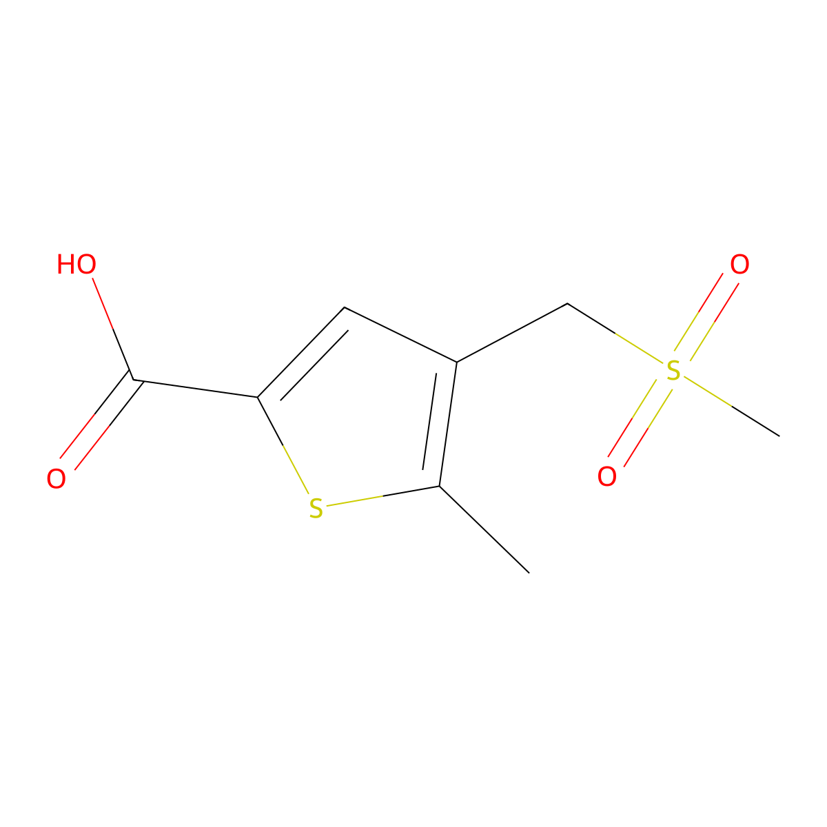 4-(Methanesulfonylmethyl)-5-methylthiophene-2-carboxylic acid molecular structure, CAS 1394040-61-9