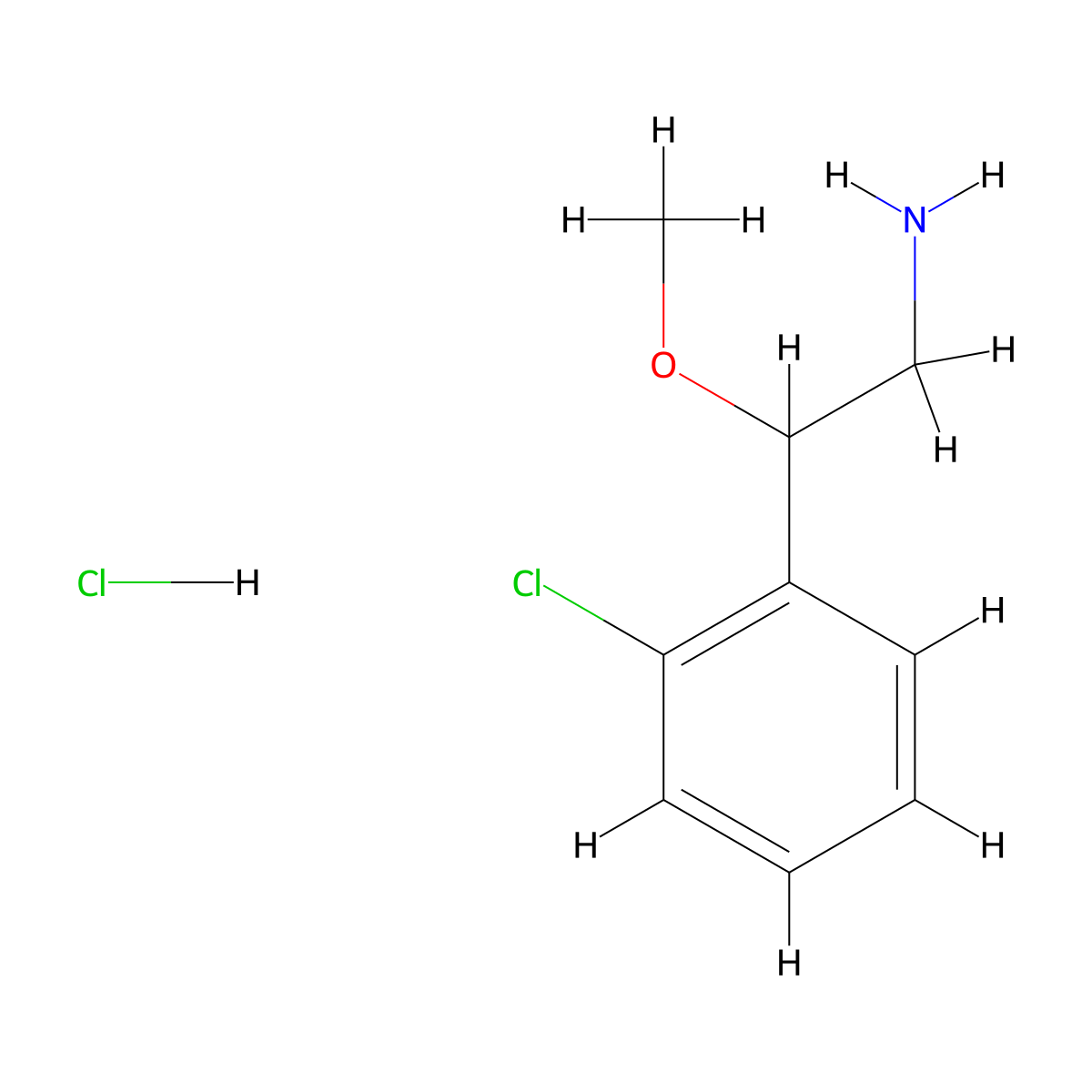 2-(2-Chlorophenyl)-2-methoxyethan-1-amine hydrochloride molecular structure, CAS 1394040-63-1