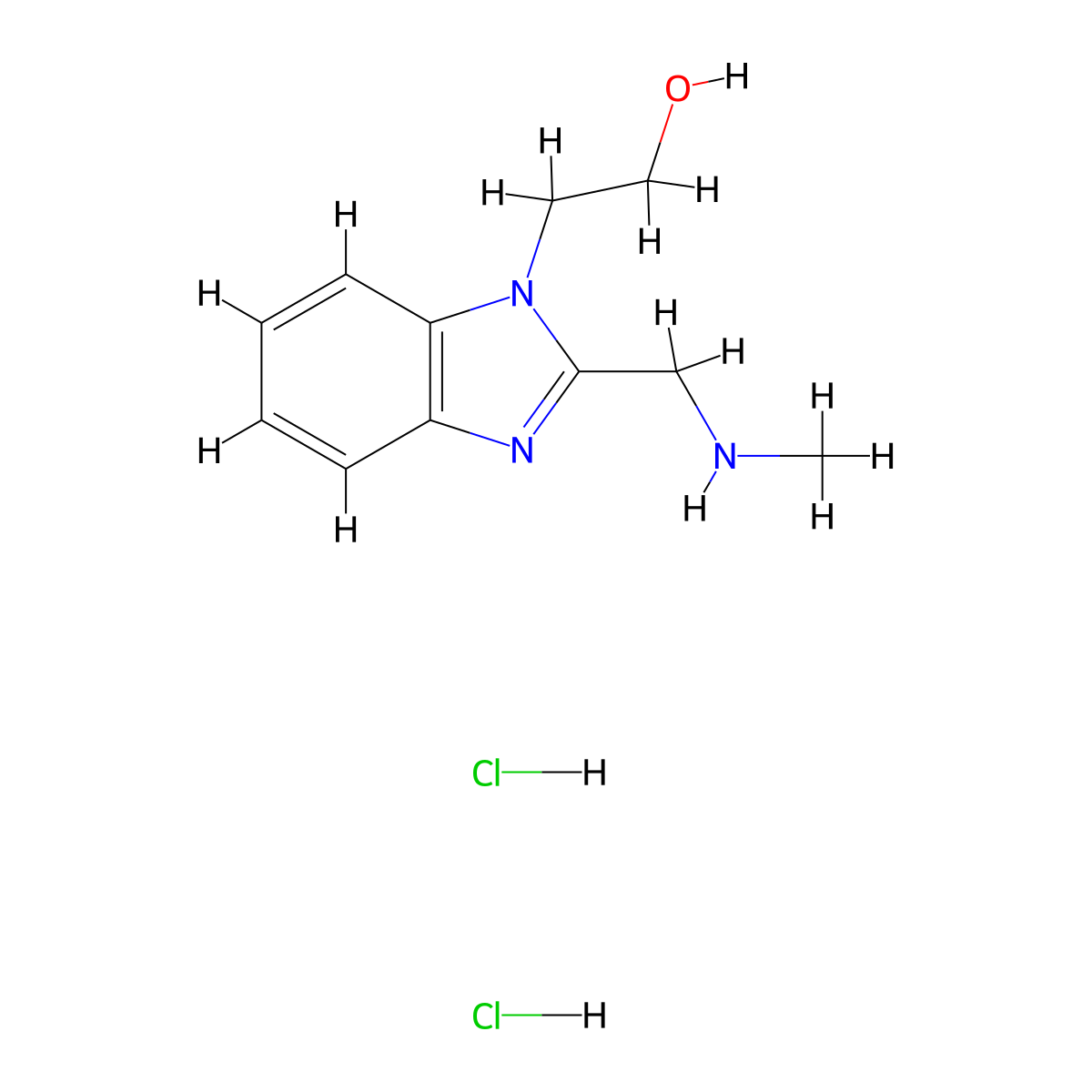 2-{2-[(methylamino)methyl]-1H-1,3-benzodiazol-1-yl}ethan-1-ol dihydrochloride molecular structure, CAS 1394040-64-2