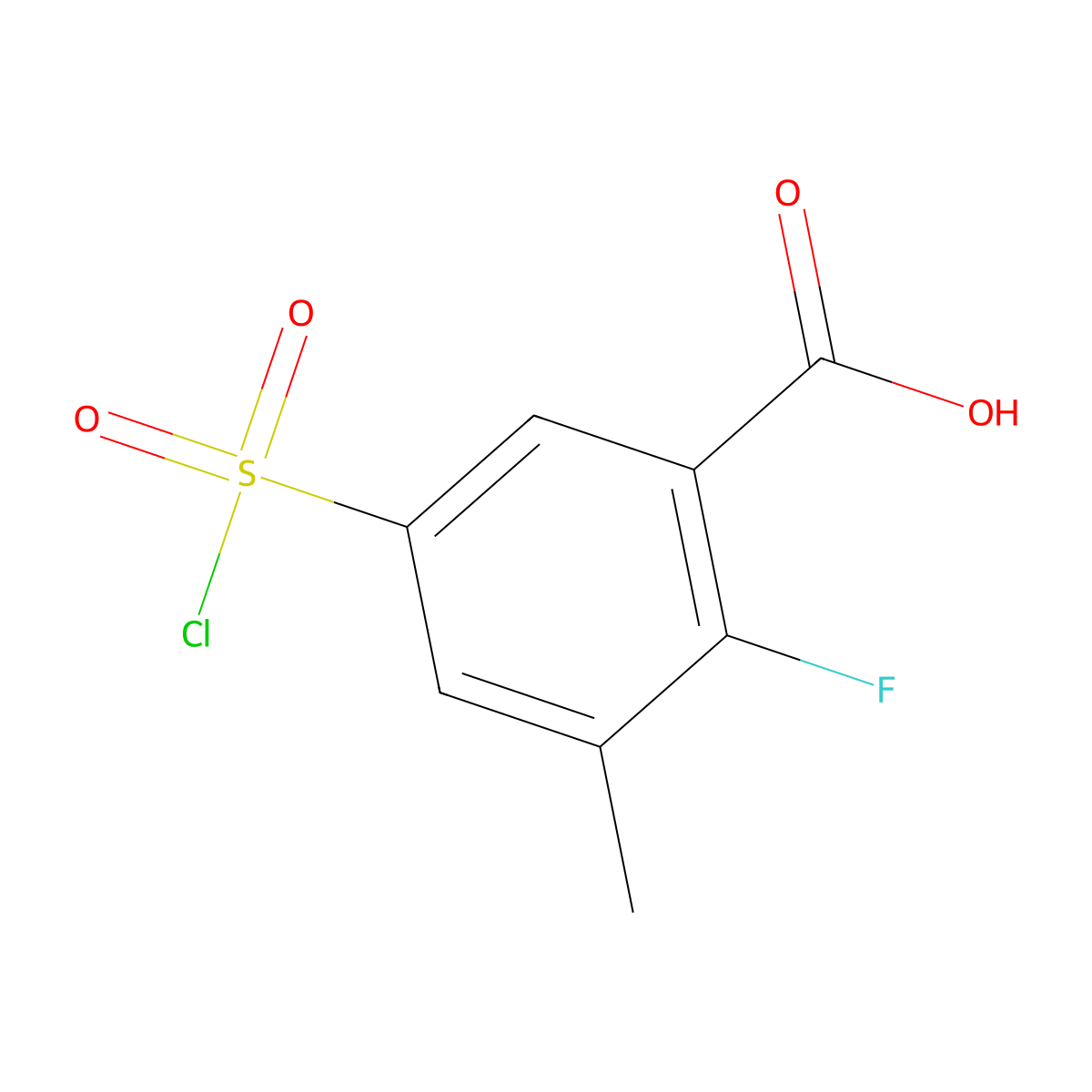 5-(Chlorosulfonyl)-2-fluoro-3-methylbenzoic acid molecular structure, CAS 1394040-67-5