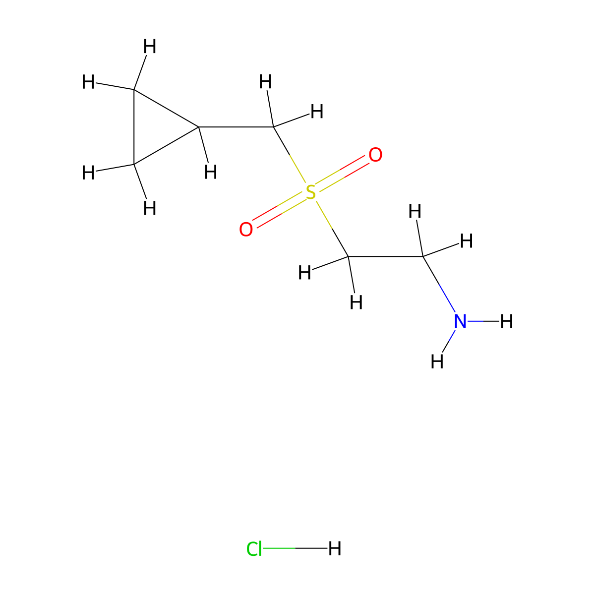 2-Cyclopropylmethanesulfonylethan-1-amine hydrochloride molecular structure, CAS 1394040-68-6