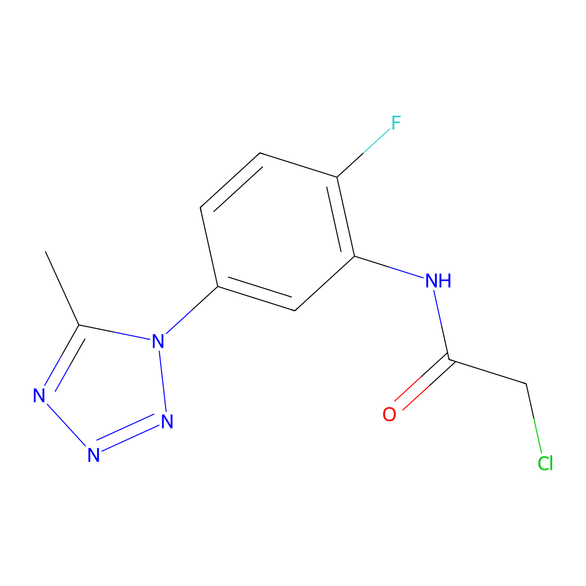 2-chloro-N-[2-fluoro-5-(5-methyl-1H-1,2,3,4-tetrazol-1-yl)phenyl]acetamide molecular structure, CAS 1394040-80-2