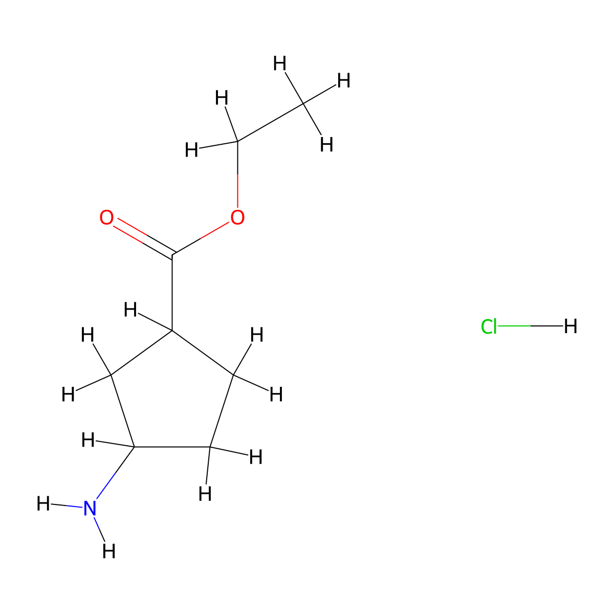 Ethyl 3-aminocyclopentane-1-carboxylate hydrochloride molecular structure, CAS 1394040-81-3