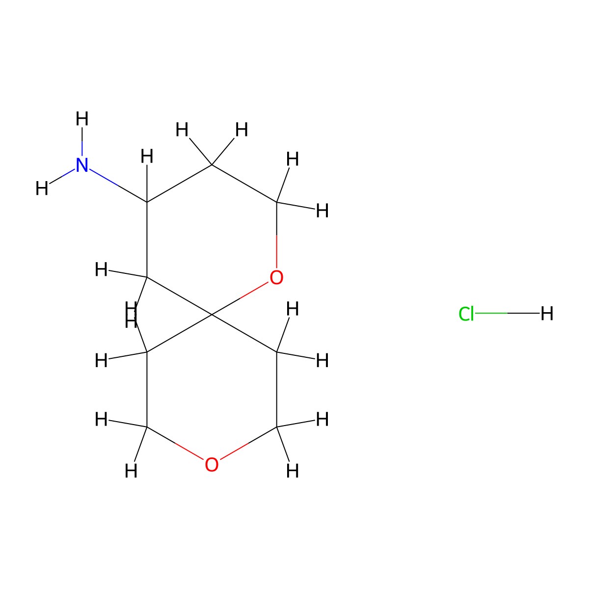 1,9-Dioxaspiro[5.5]undecan-4-amine hydrochloride molecular structure, CAS 1394040-84-6
