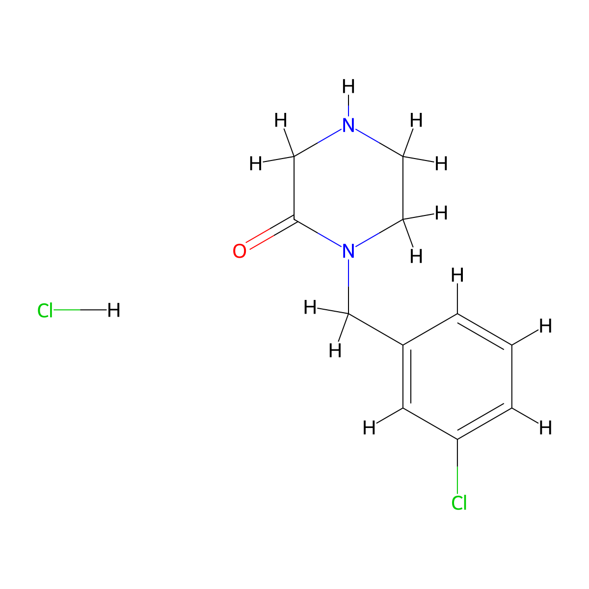 1-[(3-Chlorophenyl)methyl]piperazin-2-one hydrochloride molecular structure, CAS 1394041-02-1