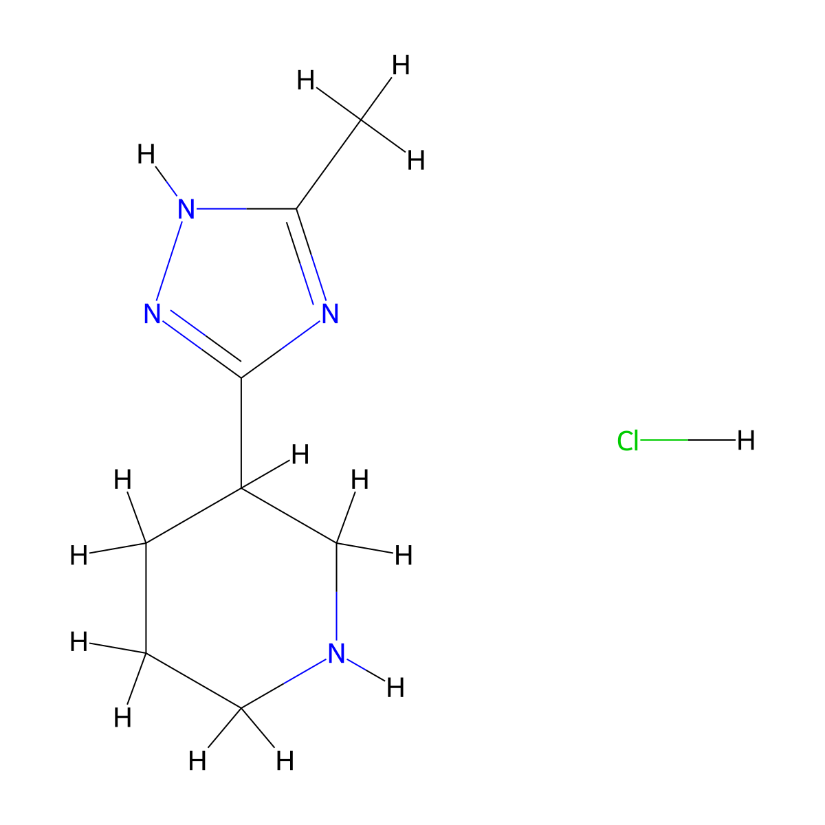 3-(5-methyl-1H-1,2,4-triazol-3-yl)piperidine hydrochloride molecular structure, CAS 1394041-03-2