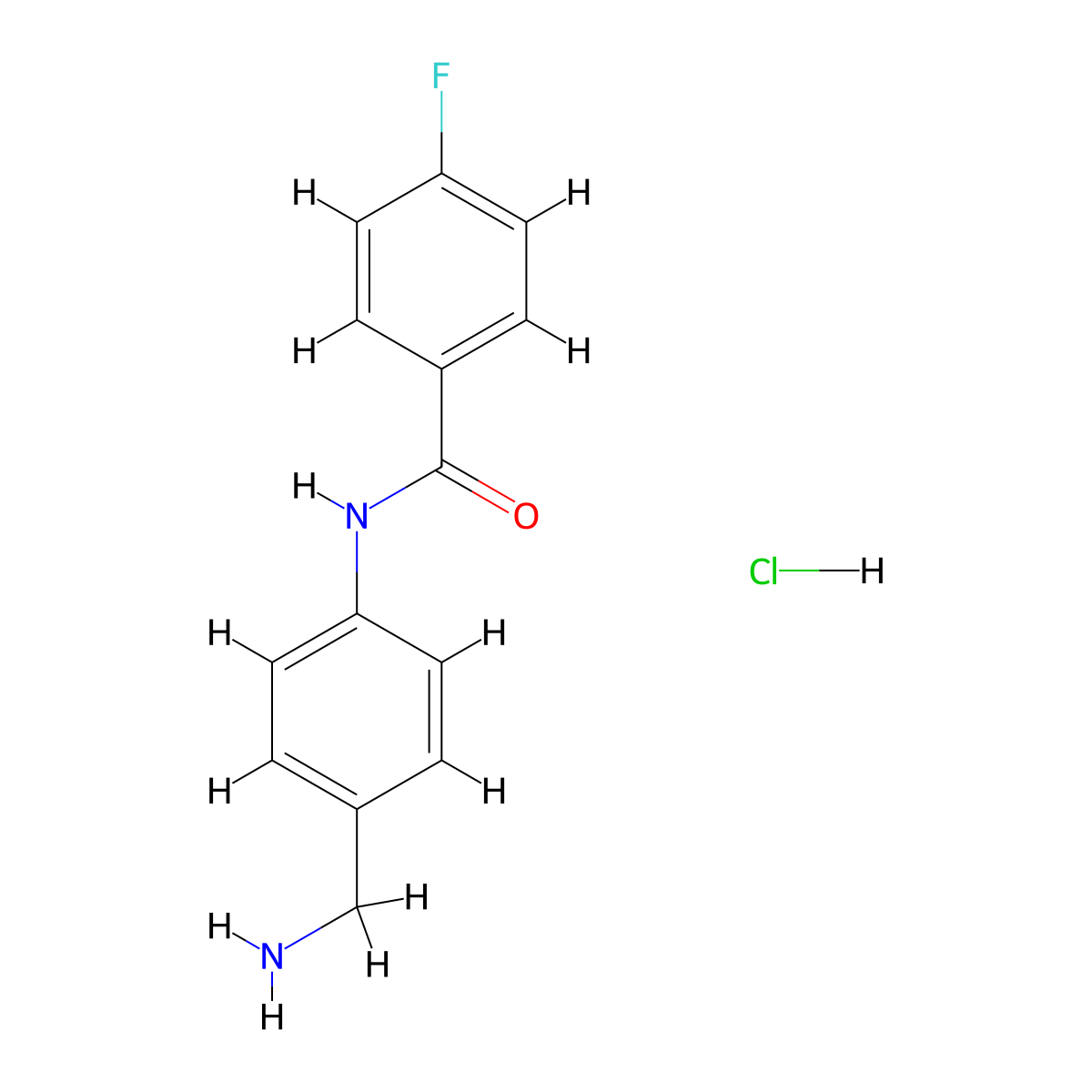 N-[4-(aminomethyl)phenyl]-4-fluorobenzamide hydrochloride molecular structure, CAS 1394041-06-5