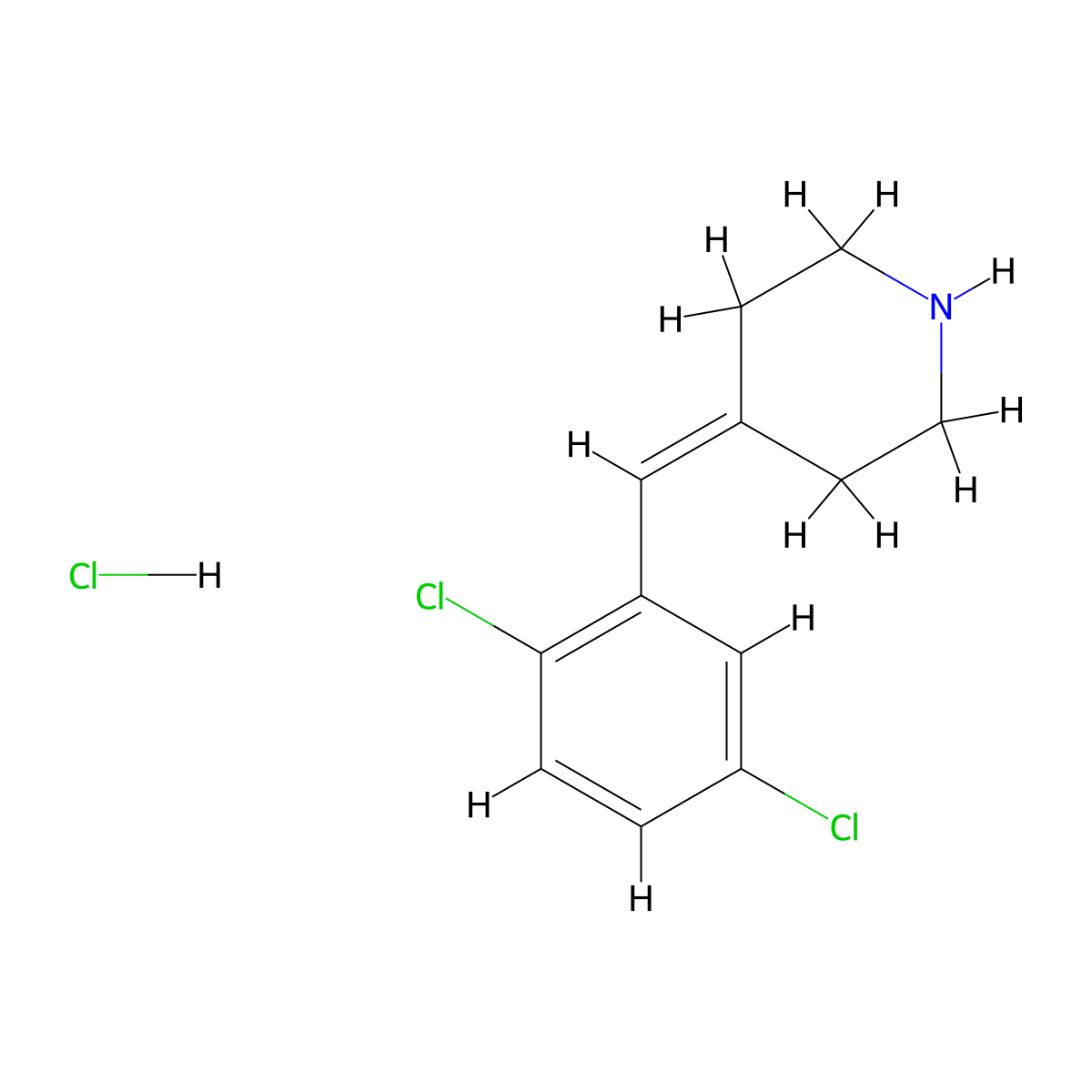 4-[(2,5-Dichlorophenyl)methylidene]piperidine hydrochloride molecular structure, CAS 1394041-10-1
