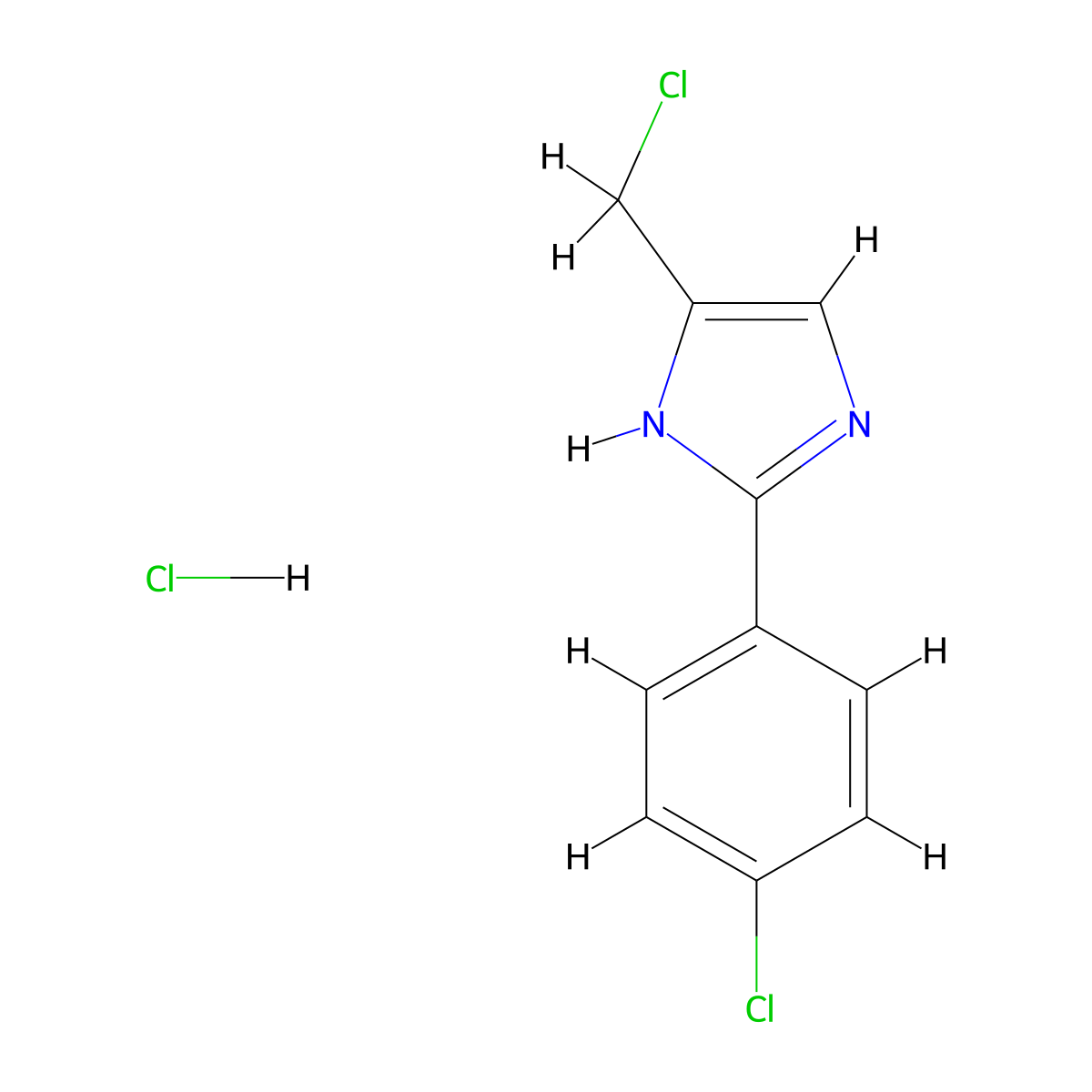 4-(chloromethyl)-2-(4-chlorophenyl)-1H-imidazole hydrochloride molecular structure, CAS 1394041-11-2