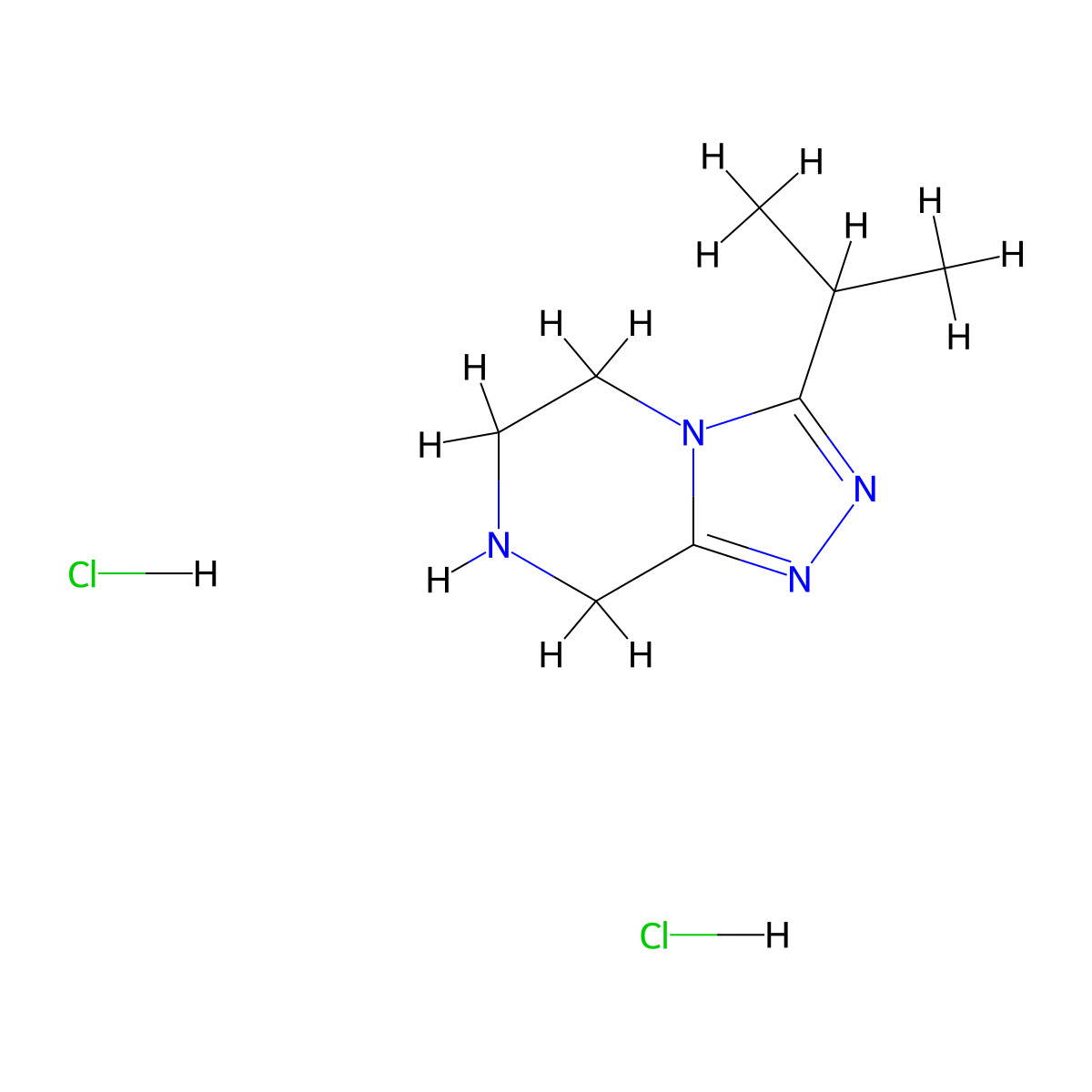 3-(propan-2-yl)-5H,6H,7H,8H-(1,2,4)triazolo(4,3-a)pyrazine dihydrochloride molecular structure, CAS 1394041-13-4