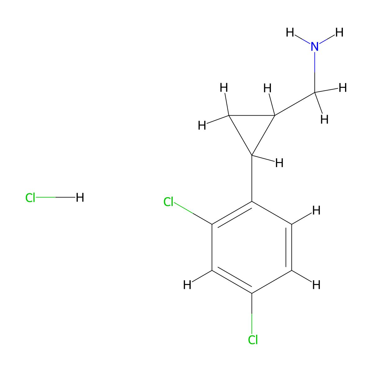 [2-(2,4-Dichlorophenyl)cyclopropyl]methanamine hydrochloride molecular structure, CAS 1394041-15-6