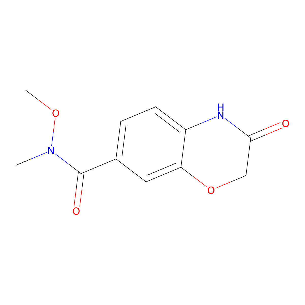 N-methoxy-N-methyl-3-oxo-3,4-dihydro-2H-1,4-benzoxazine-7-carboxamide molecular structure, CAS 1394041-17-8