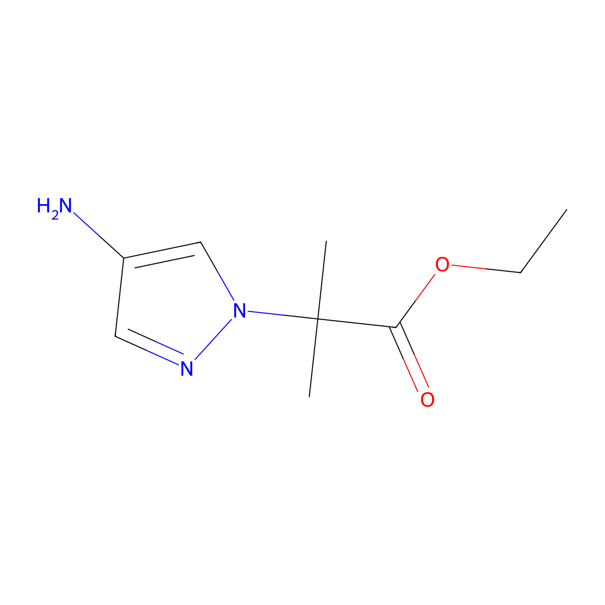 ethyl 2-(4-amino-1H-pyrazol-1-yl)-2-methylpropanoate molecular structure, CAS 1394041-22-5