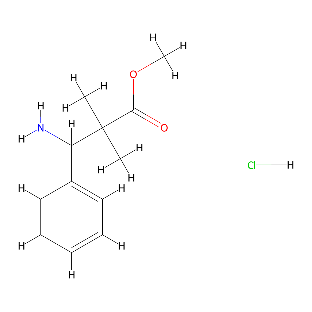 Methyl 3-amino-2,2-dimethyl-3-phenylpropanoate hydrochloride molecular structure, CAS 1394041-26-9