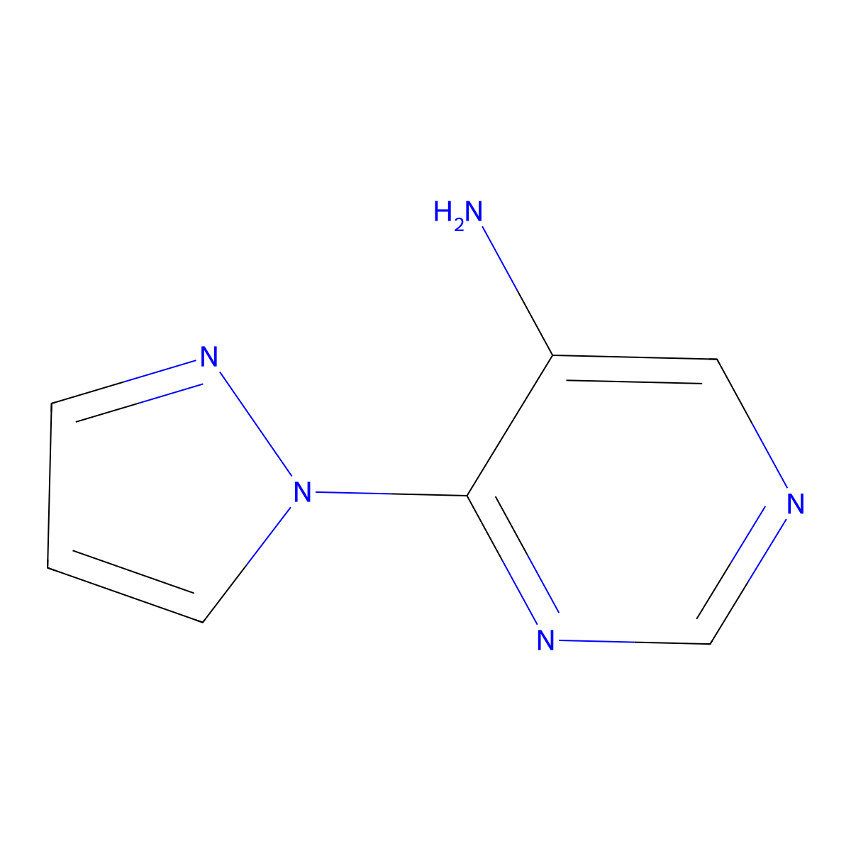 4-(1H-pyrazol-1-yl)pyrimidin-5-amine molecular structure, CAS 1394041-27-0