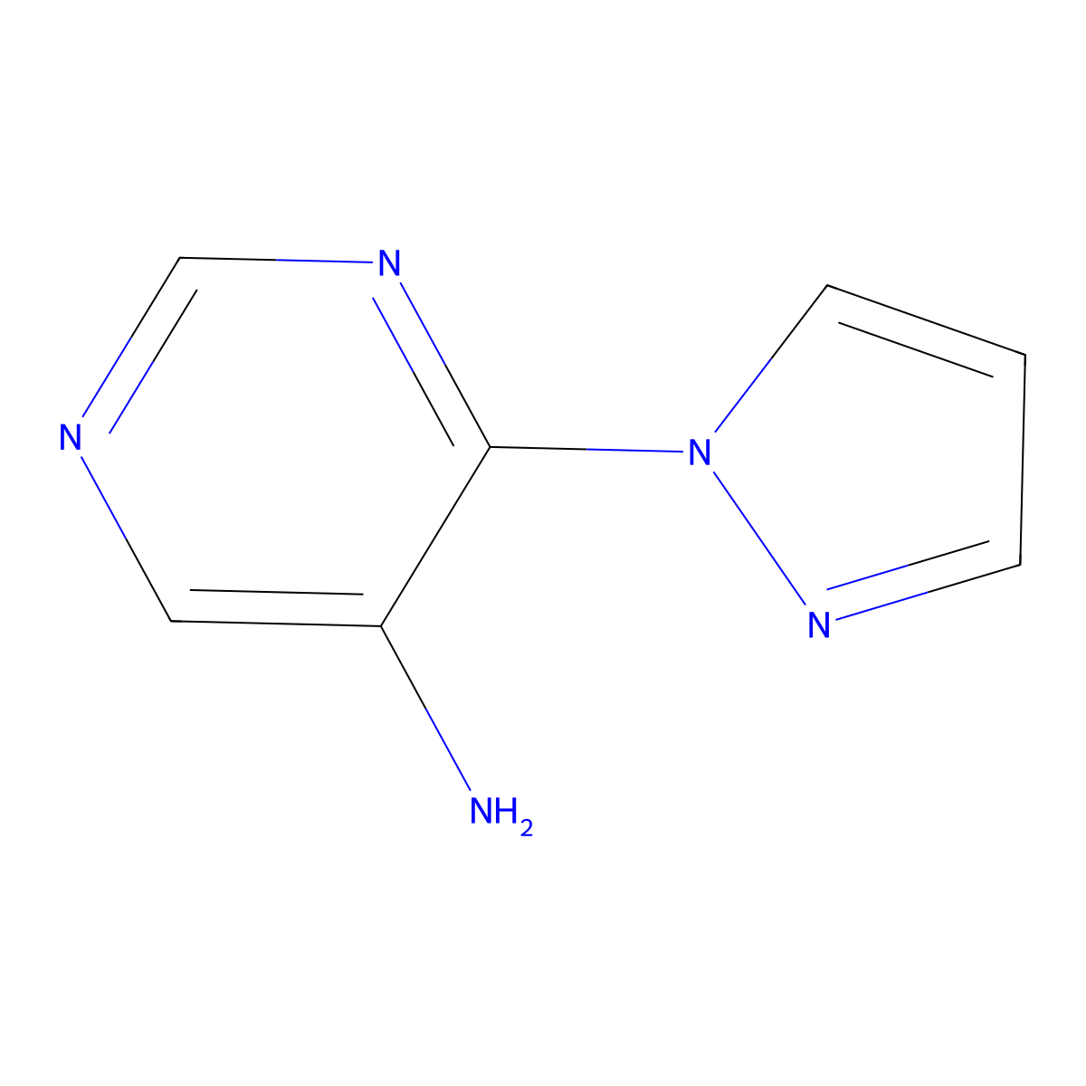 4-(1H-pyrazol-1-yl)pyrimidin-5-amine molecular structure, CAS 1394041-27-0