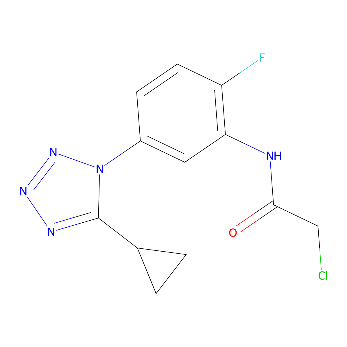 Acetamide, 2-chloro-N-[5-(5-cyclopropyl-1H-tetrazol-1-yl)-2-fluorophenyl]- molecular structure, CAS 1394041-32-7