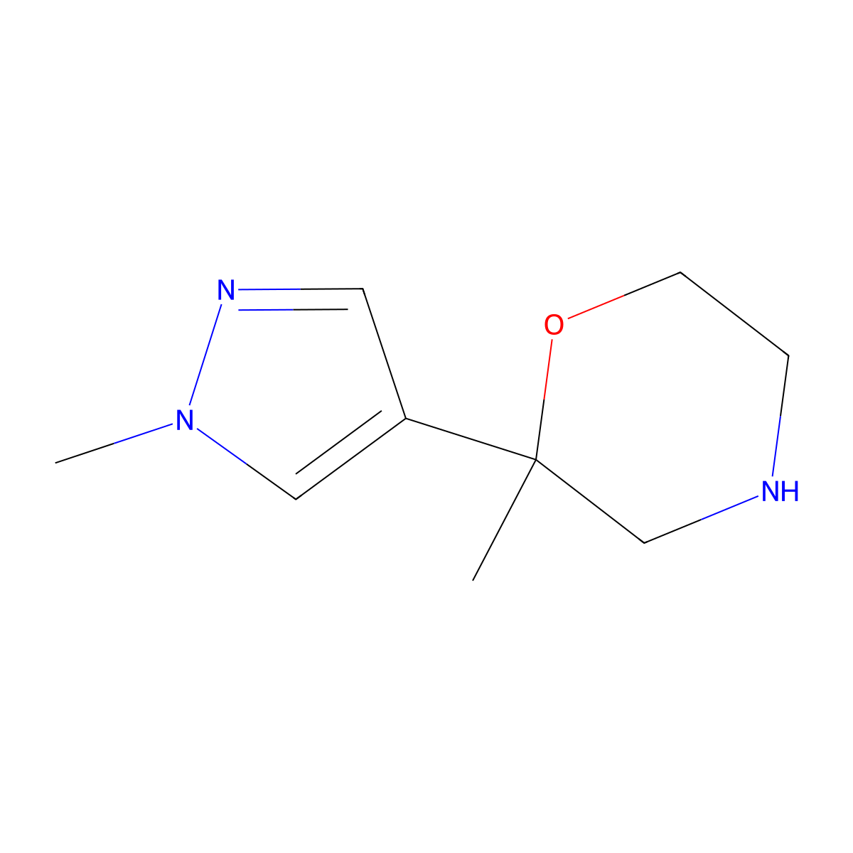 2-methyl-2-(1-methyl-1H-pyrazol-4-yl)morpholine molecular structure, CAS 1394041-35-0