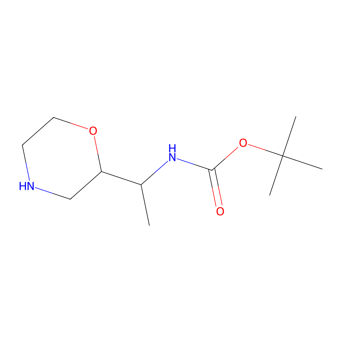 tert-butyl N-[1-(morpholin-2-yl)ethyl]carbamate molecular structure, CAS 1394041-38-3