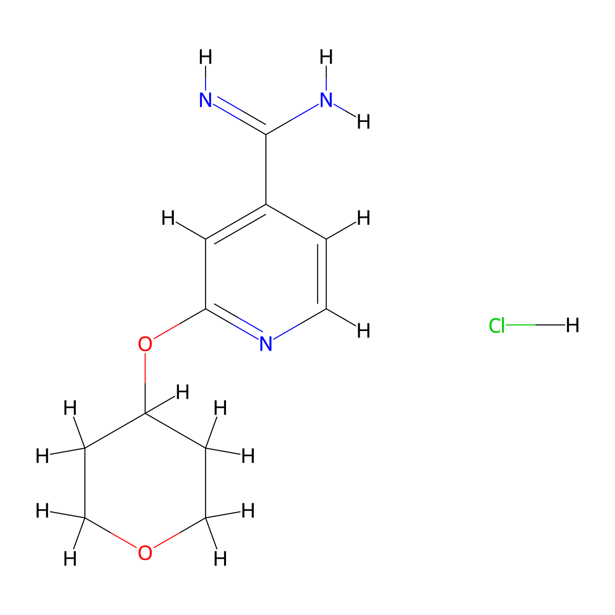 2-(Oxan-4-yloxy)pyridine-4-carboximidamide hydrochloride molecular structure, CAS 1394041-45-2