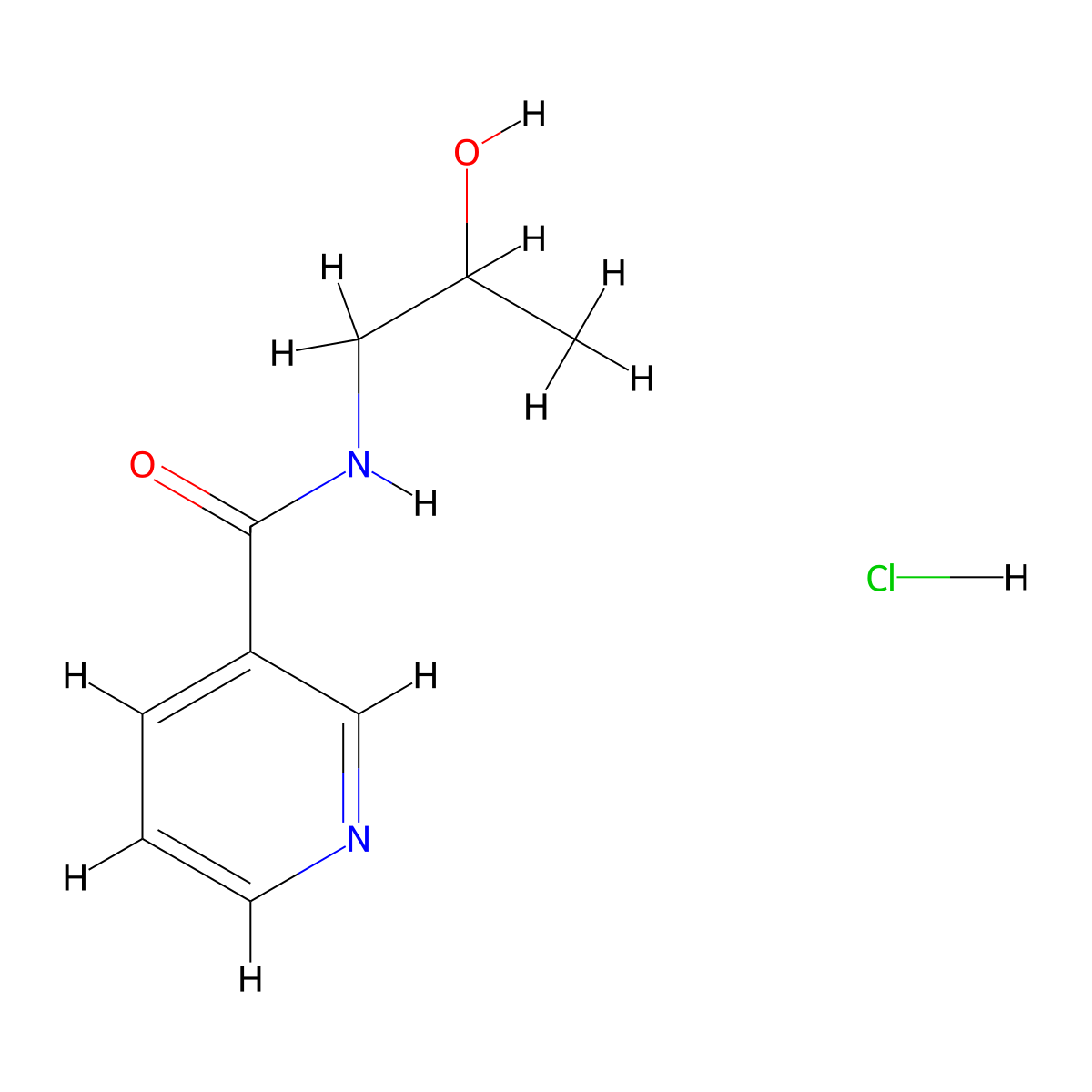 N-(2-hydroxypropyl)pyridine-3-carboxamide hydrochloride molecular structure, CAS 1394041-46-3