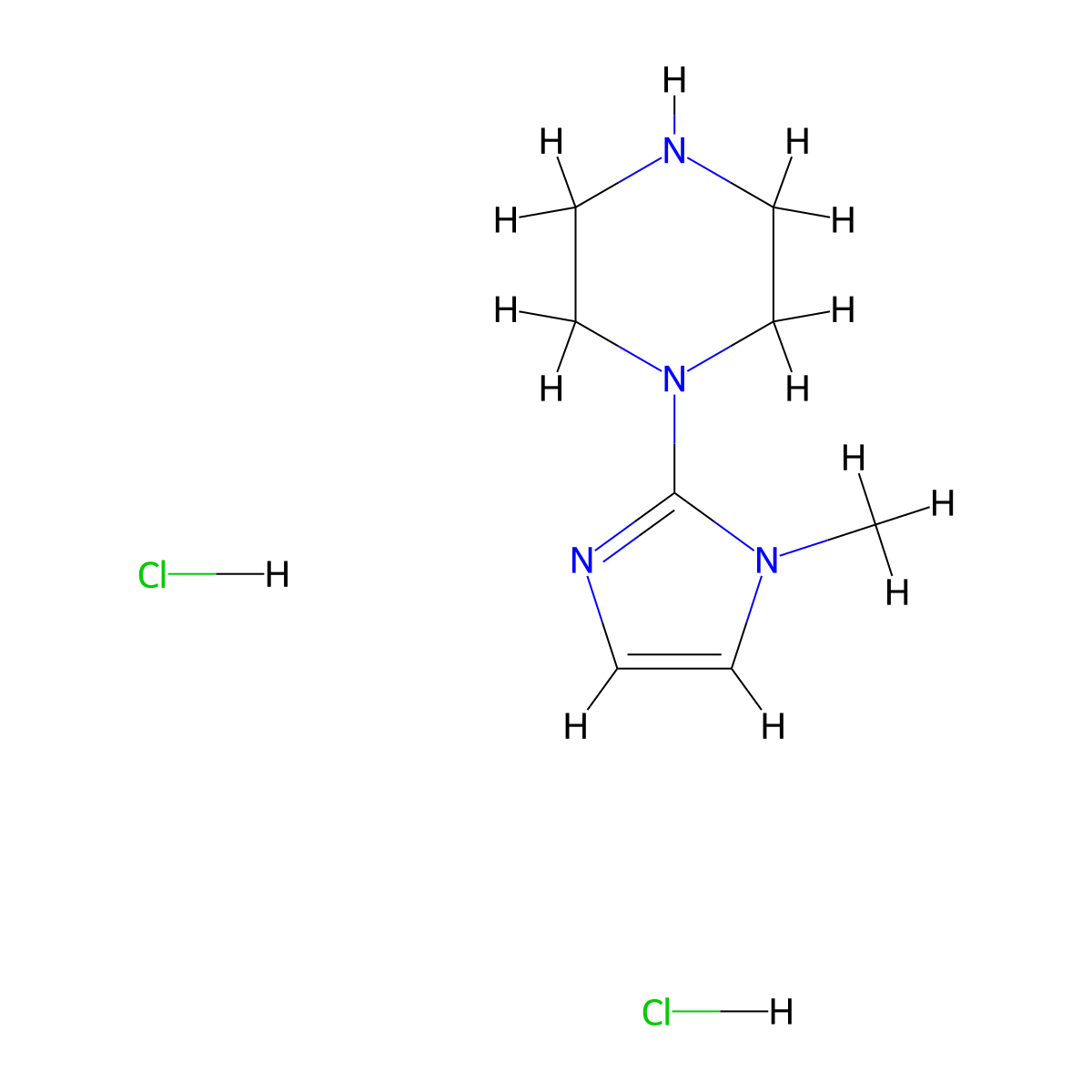 1-(1-methyl-1H-imidazol-2-yl)piperazine dihydrochloride molecular structure, CAS 1394041-47-4