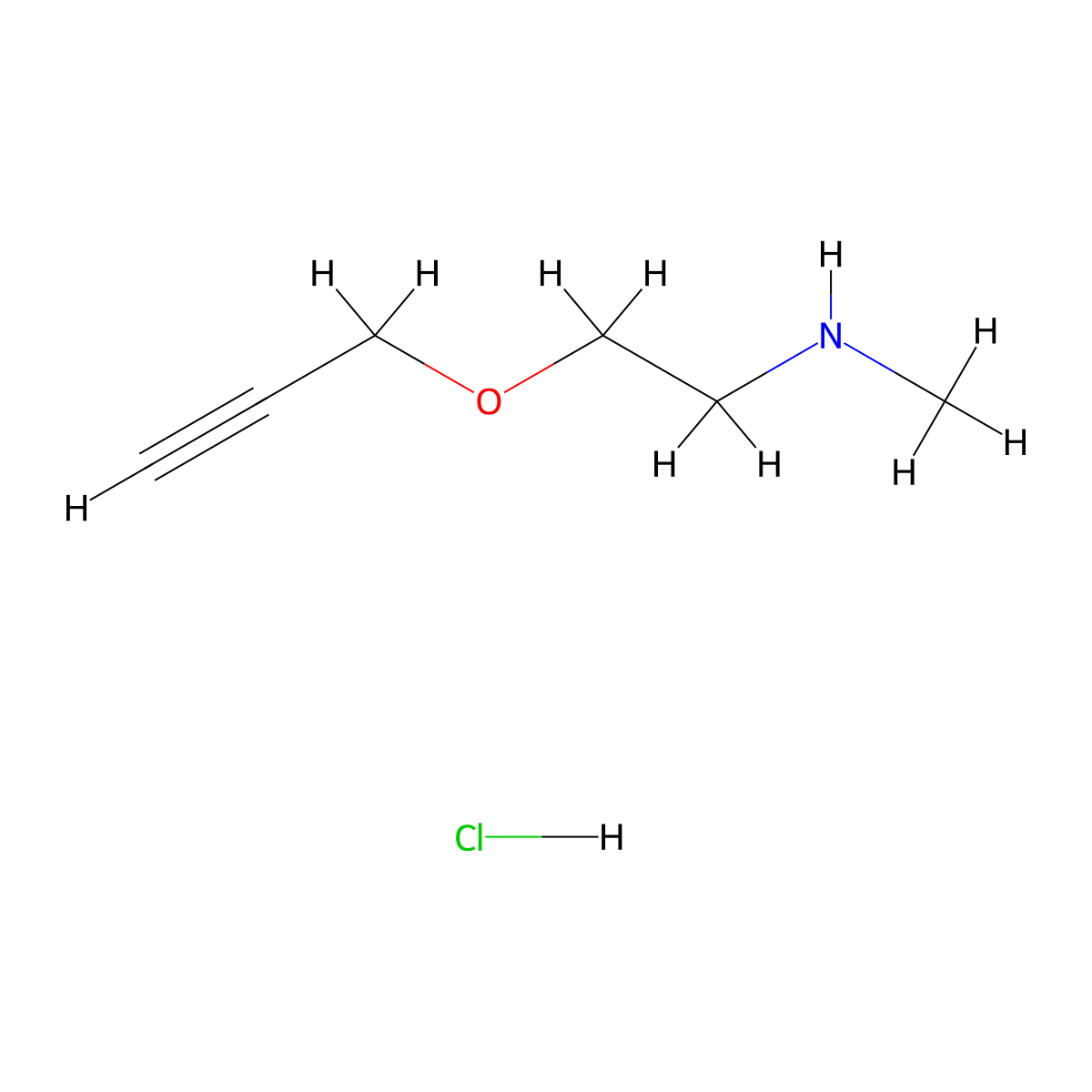 Methyl(2-(prop-2-yn-1-yloxy)ethyl)amine hydrochloride molecular structure, CAS 1394041-55-4