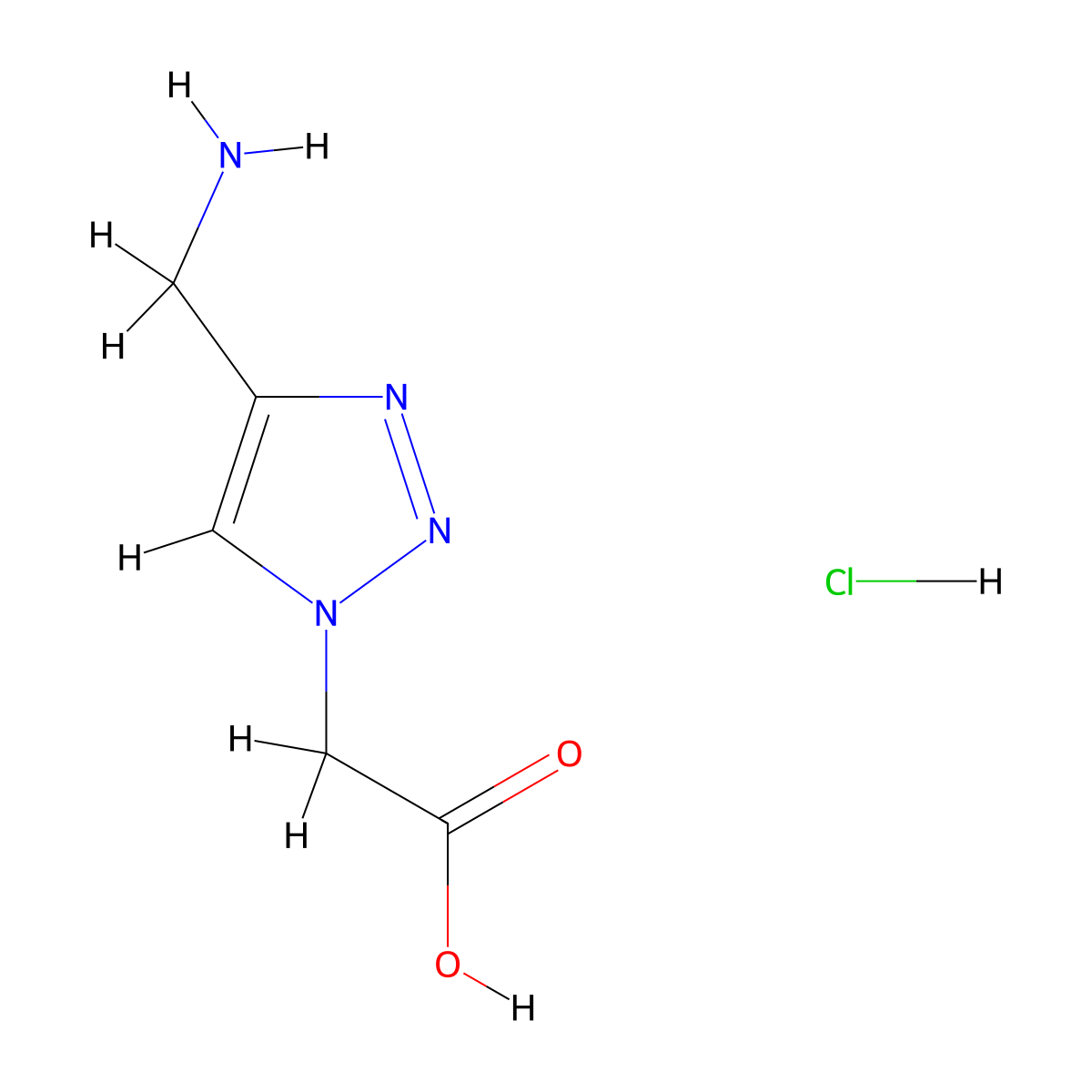 2-[4-(aminomethyl)-1H-1,2,3-triazol-1-yl]acetic acid hydrochloride molecular structure, CAS 1394041-59-8