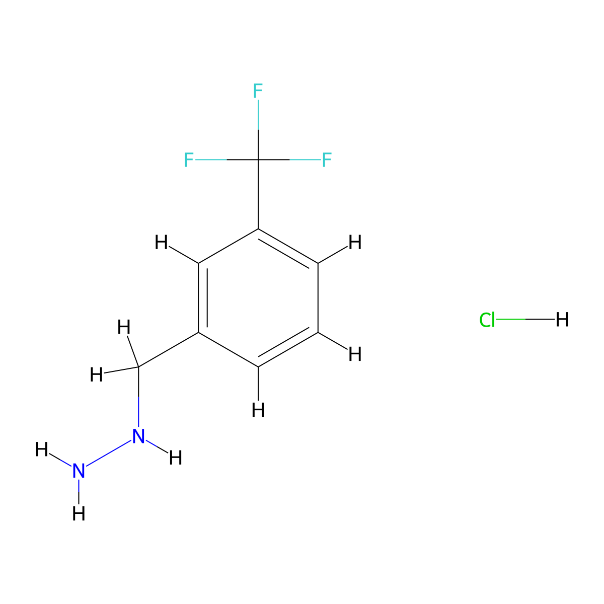 {[3-(Trifluoromethyl)phenyl]methyl}hydrazine hydrochloride molecular structure, CAS 1394041-60-1