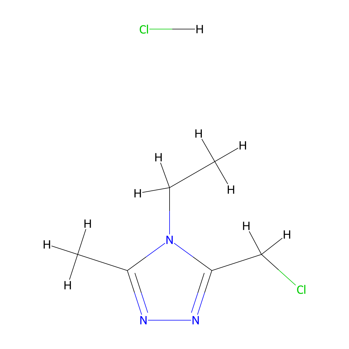 3-(chloromethyl)-4-ethyl-5-methyl-4H-1,2,4-triazole hydrochloride molecular structure, CAS 1394041-77-0
